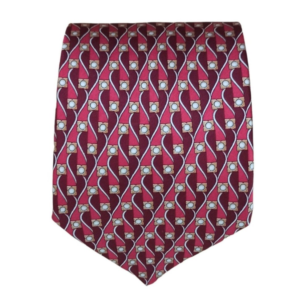 LANVIN Pink Geometric Silk Tie FRANCE 57"/ 3.7" EC